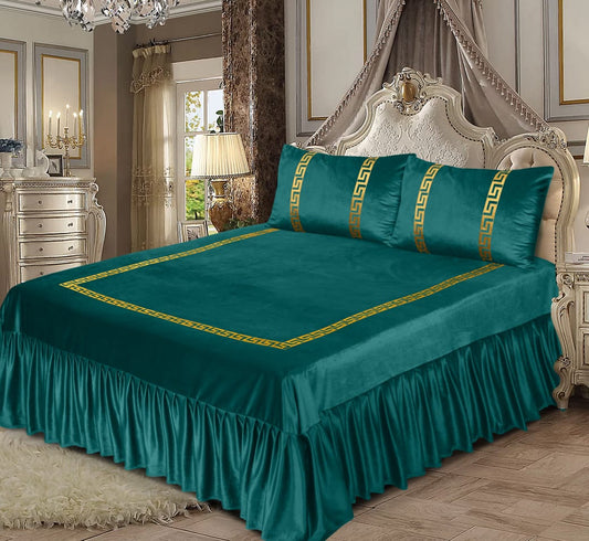 Shine Velvet Applique Bridal Bedset- Zink