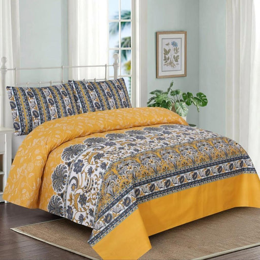 KING COTTON BED SHEET SET 3 PCS DESIGN