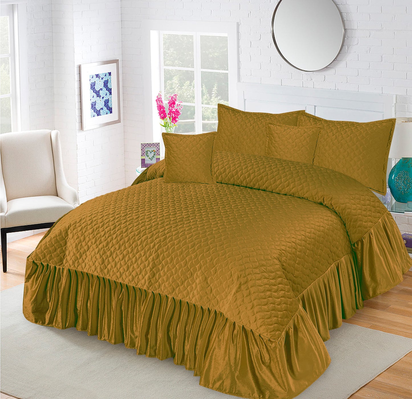 Fully Quilted 5pc Bedspread HB-12