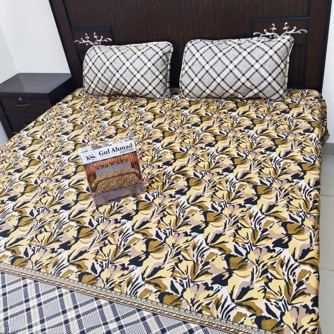 Printed 3 PCs Bedsheet Set