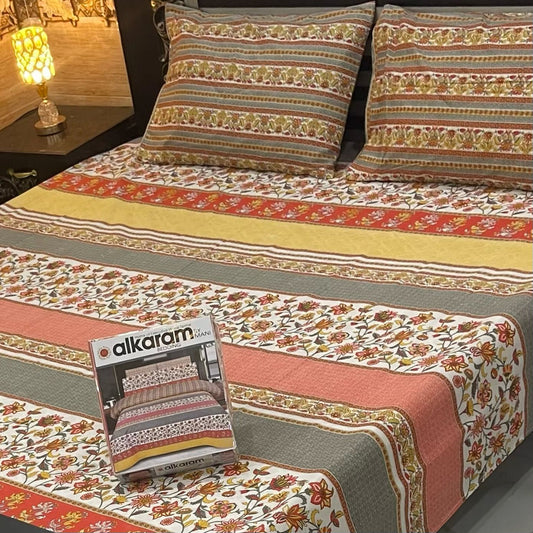 Printed 3 PCs Bedsheet Set