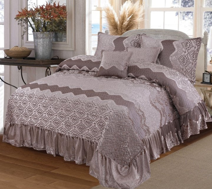 Fully quilted palachi velvet fabric 5pc bedspread HB-16