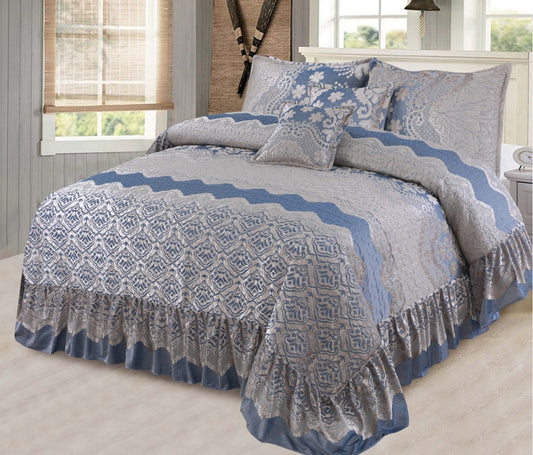 Fully quilted palachi velvet fabric 5pc bedspread HB-19