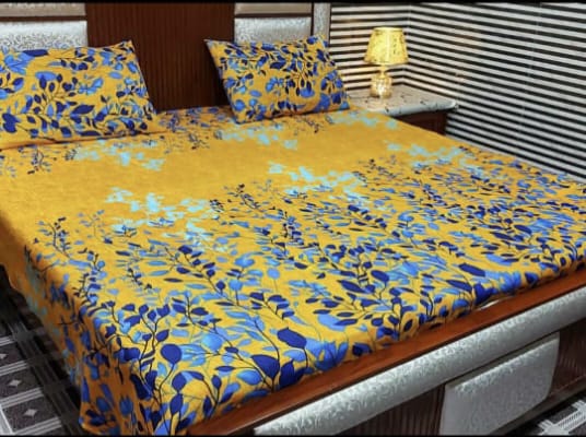 KING CRYSTAL COTTON SATTAN BEDSHEET 3 PCS